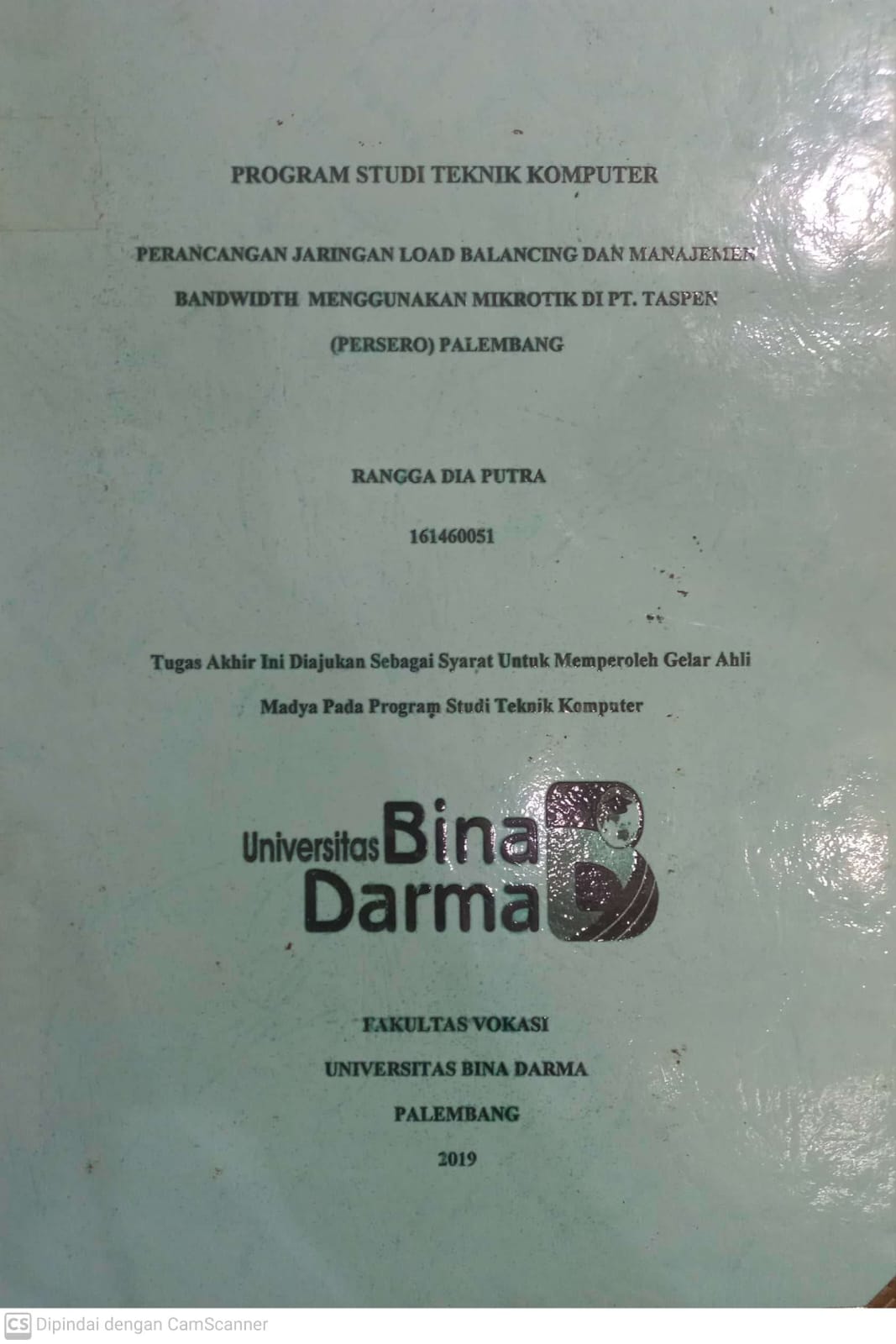 Cover PERANCANGAN JARINGAN LOAD BALANCING DAN MANAJEMEN BANDWIDTH MENGGUNAKAN MIKROTIK DI PT.TASPEN (PERSERO) PALEMBANG / RANGGA DIA PUTRA