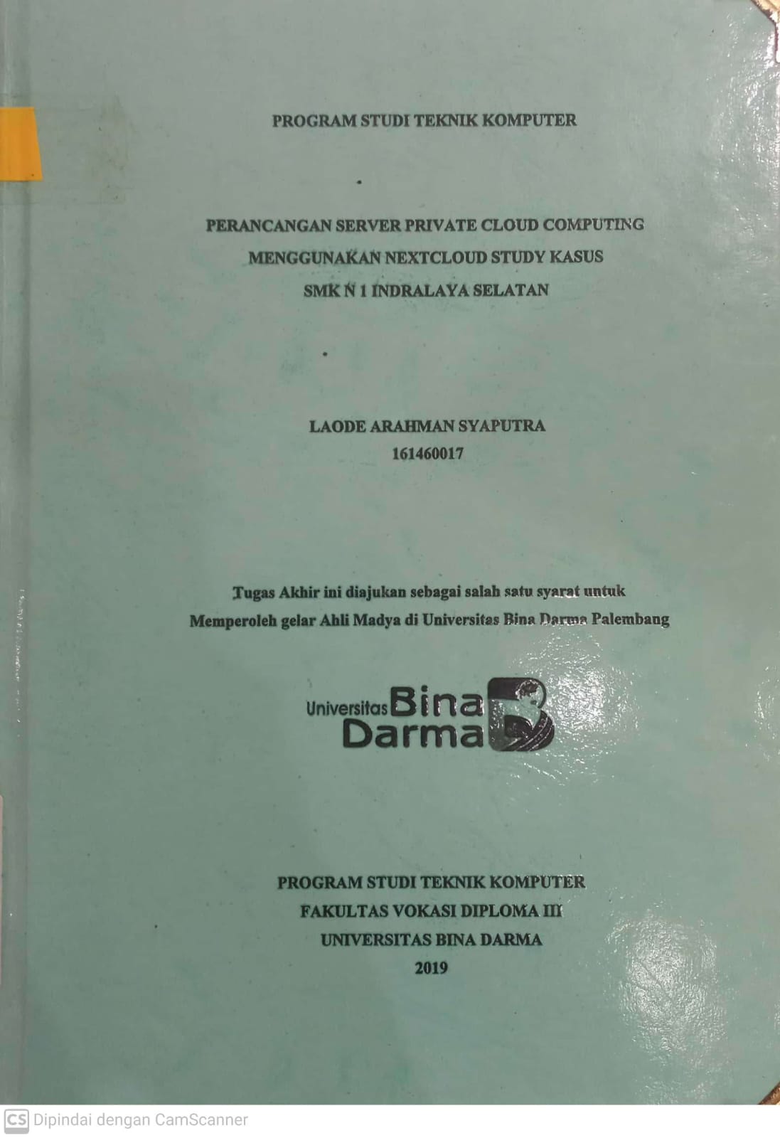 Cover PERANCANGAN SERVER PRIVATE CLOUD COMPUTING MENGGUNAKAN NEXTCLOUD :  STUDY KASUS : SMK N 1 INDRALAYA SELATAN / LAODE ARAHMAN SYAPUTRA