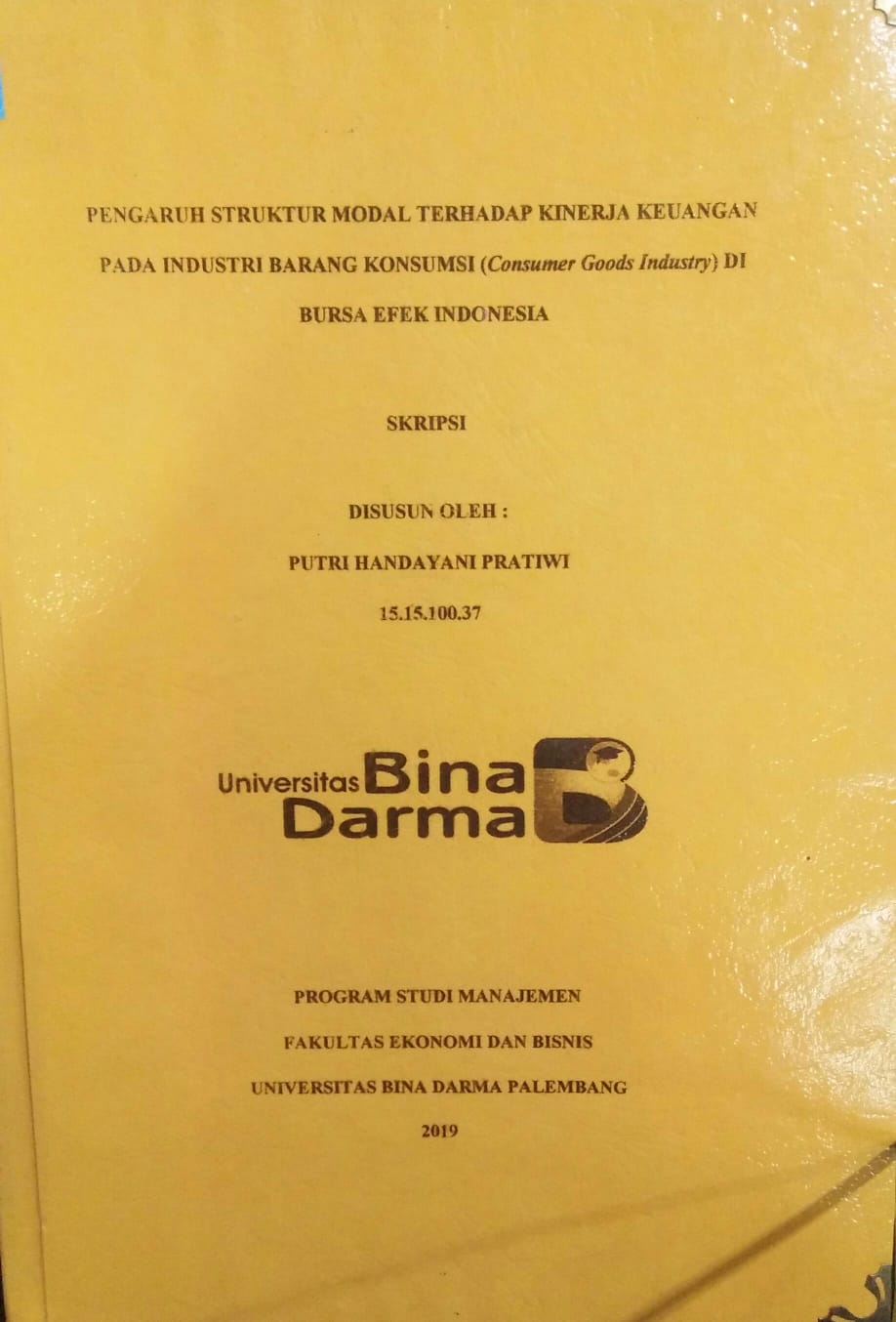 Cover PENGARUH STRUKTUR MODAL TERHADAP KINERJA KEUANGAN PADA INDUSTRI BARANG KONSUMSI (CONSUMER GOODS INDUSTRY) DI BURSA EFEK INDONESIA / Putri Handayani Pratiwi