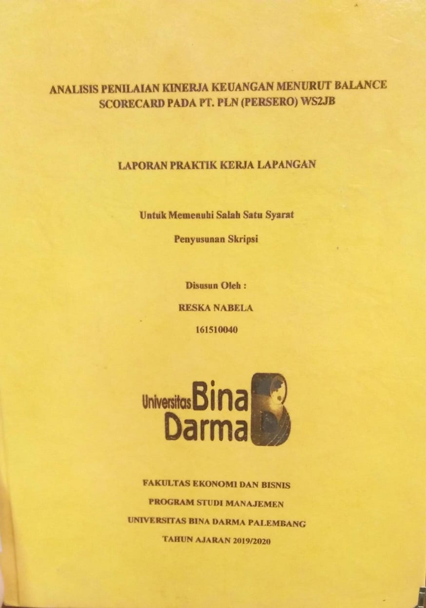 Cover ANALISIS PENILAIAN KINERJA KEUANGAN MENURUT BALANCE SCORECARD PADA PT.PLN (PERSERO) WS2JB / Reska Nabela