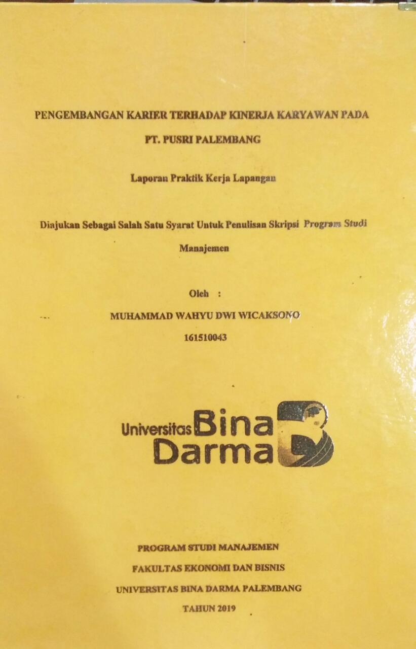 Cover PENGEMBANGAN KARIER TERHADAP KINERJA KARYAWAN PADA PT. PUSRI PALEMBANG / Muhammad Wahyu Dwi Wicaksono