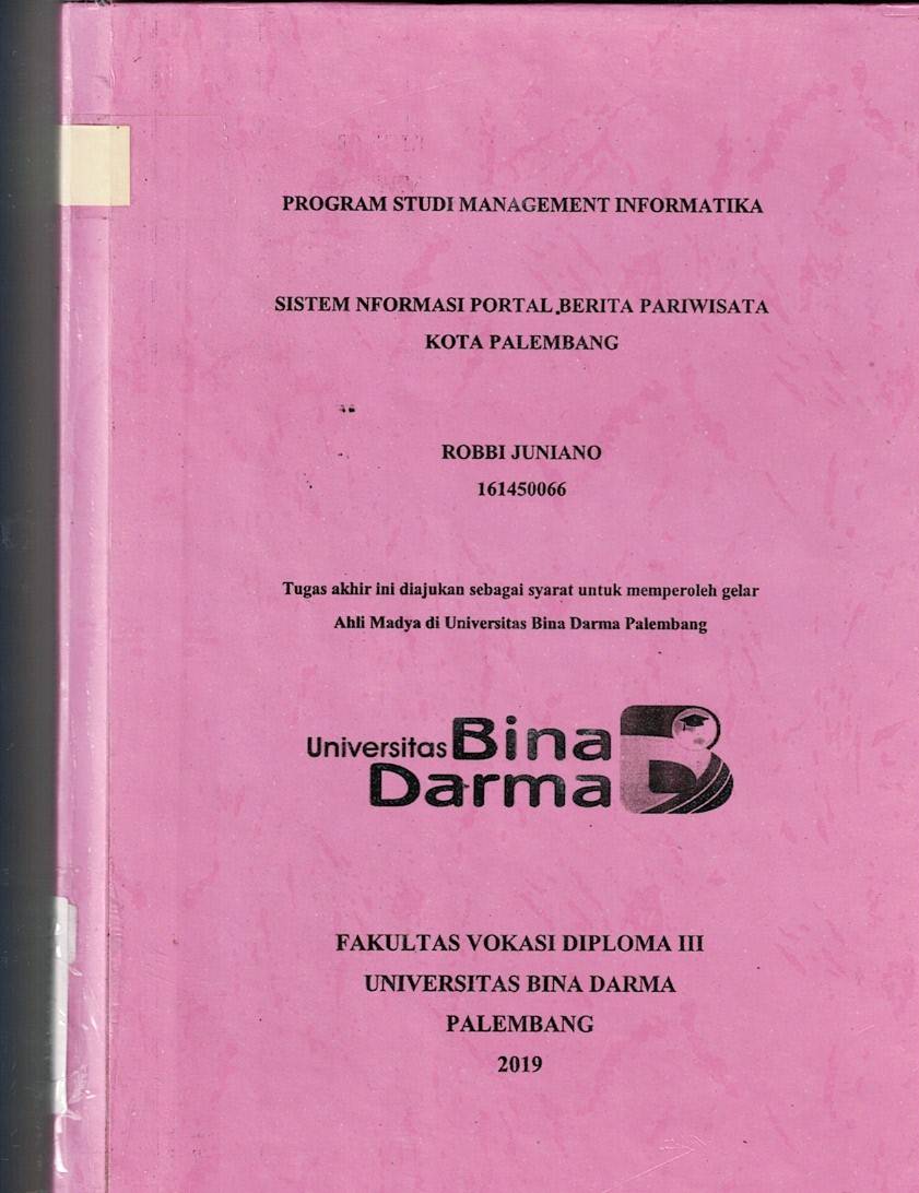 Cover SISTEM INFORMASI PORTAL BERITA PARIWISATA KOTA PALEMBANG / Robbi Juniano