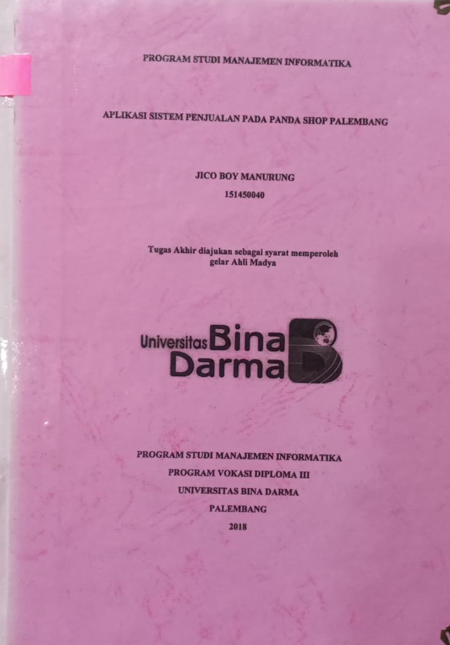 Cover APLIKASI SISTEM PENJUALAN PADA PANDA SHOP PALEMBANG / JICO BOY MANURUNG