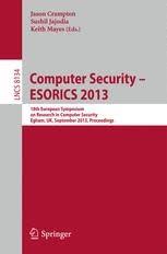 Cover COMPUTER SECURITY-ESORICS 2013 / Jason Crampton