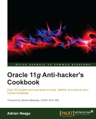 Cover ORACLE 11G ANTI-HACKER'S COOKBOOK :  Over 50 Recipes And Scenarios To Hack, Devend, And Secure Your Oracle Database / Adrian Neagu