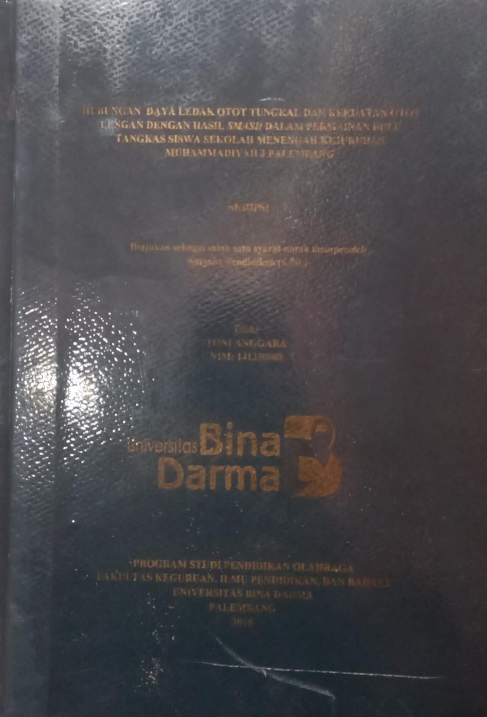 Cover HUBUNGAN DAYA LEDAK OTOT TUNGKAI DAN KEKUATAN OTOT LENGAN DENGAN HASIL SMASH DALAM PERMAINAN BULU TANGKIS SISWA SEKOLAH MENENGAH KEJURUAN MUHAMMADIYAH 3 PALEMBANG / TONI ANGGARA