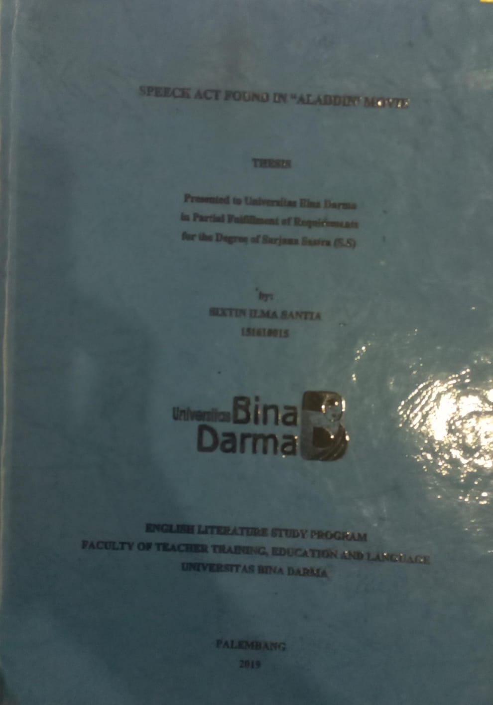 Cover SPEECK ACT FOUND IN "ALADDIN" MOVIE / SIXTIN ILMA SANTIA