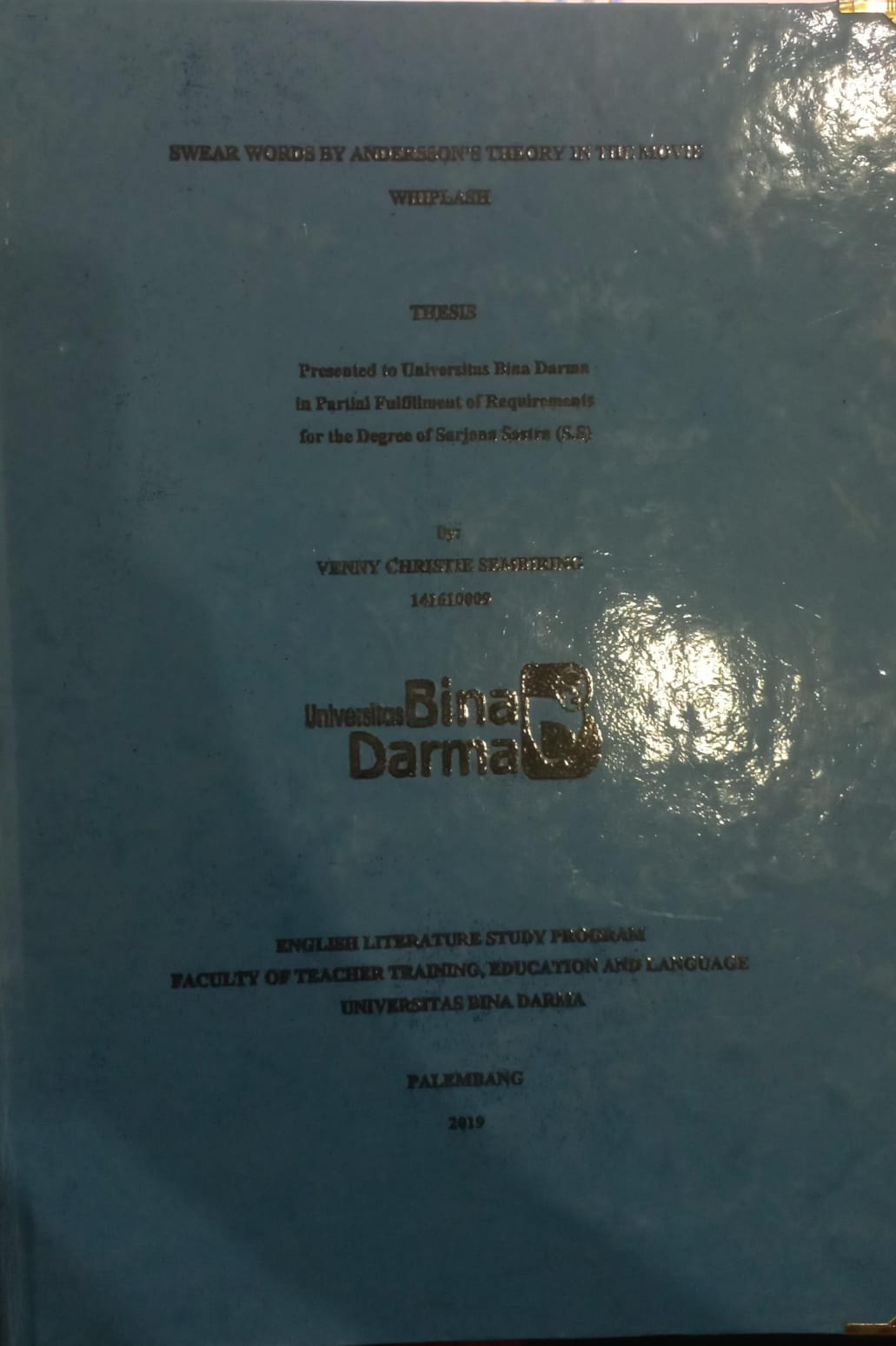 Cover SWEAR WORDS BY ANDERSSONS THEORY IN THE MOVIE WHIPLASH / VENNY CHRISTIE SEMBIRING