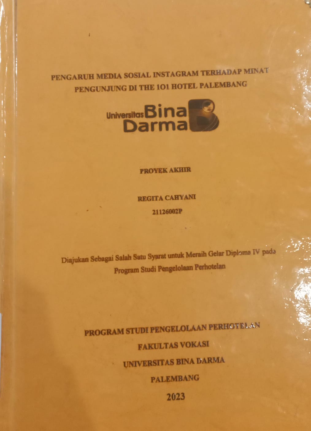 Cover PENGARUH MEDIA SOSIAL INSTAGRAM TERHADAP MINAT PENGUNJUNG DI THE 101 THE HOTEL PALEMBANG / REGITA CAHYANI