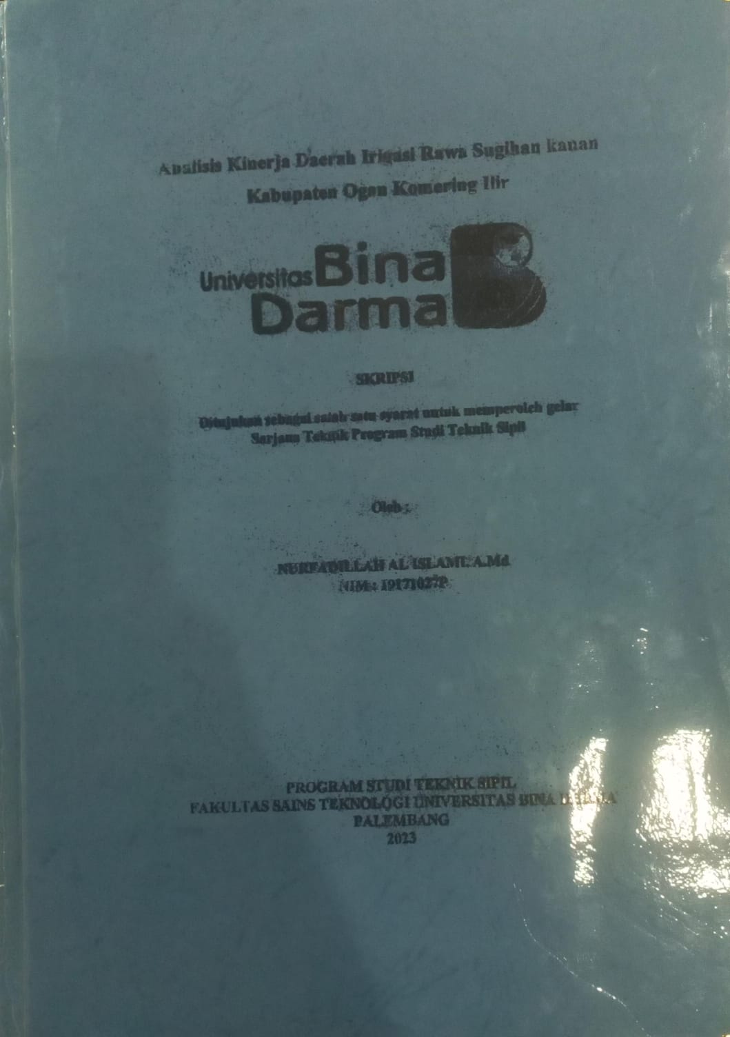 Cover ANALISIS KINERJA DAERAH IRIGASI RAWA SUGIHAN KANAN KABUPATEN OGAN KOMERING ILIR / NURFADHILLAH AL ISLAMI