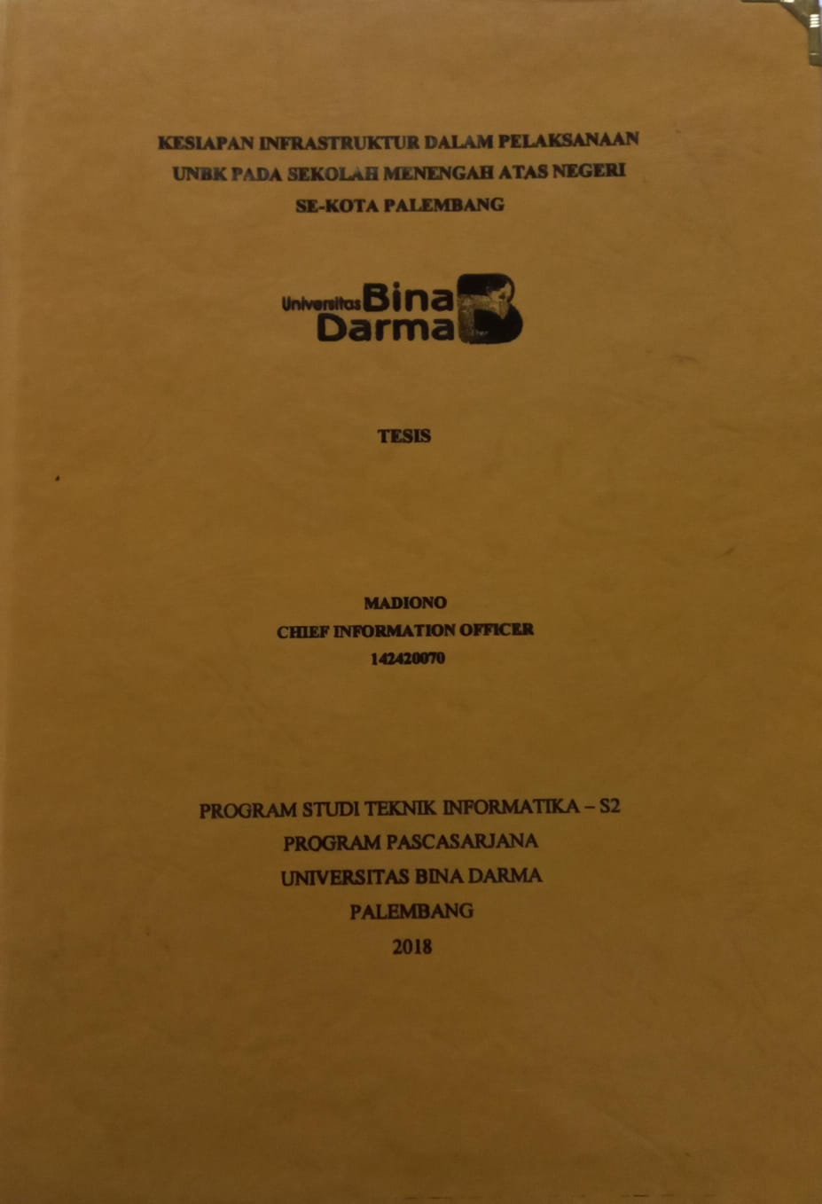 Cover KESIAPAN INFRASTRUKTUR DALAM PELAKSANAAN UNBK PADA SEKOLAH MENENGAH ATAS NEGERI SEKOTA PALEMBANG / MADIONO
