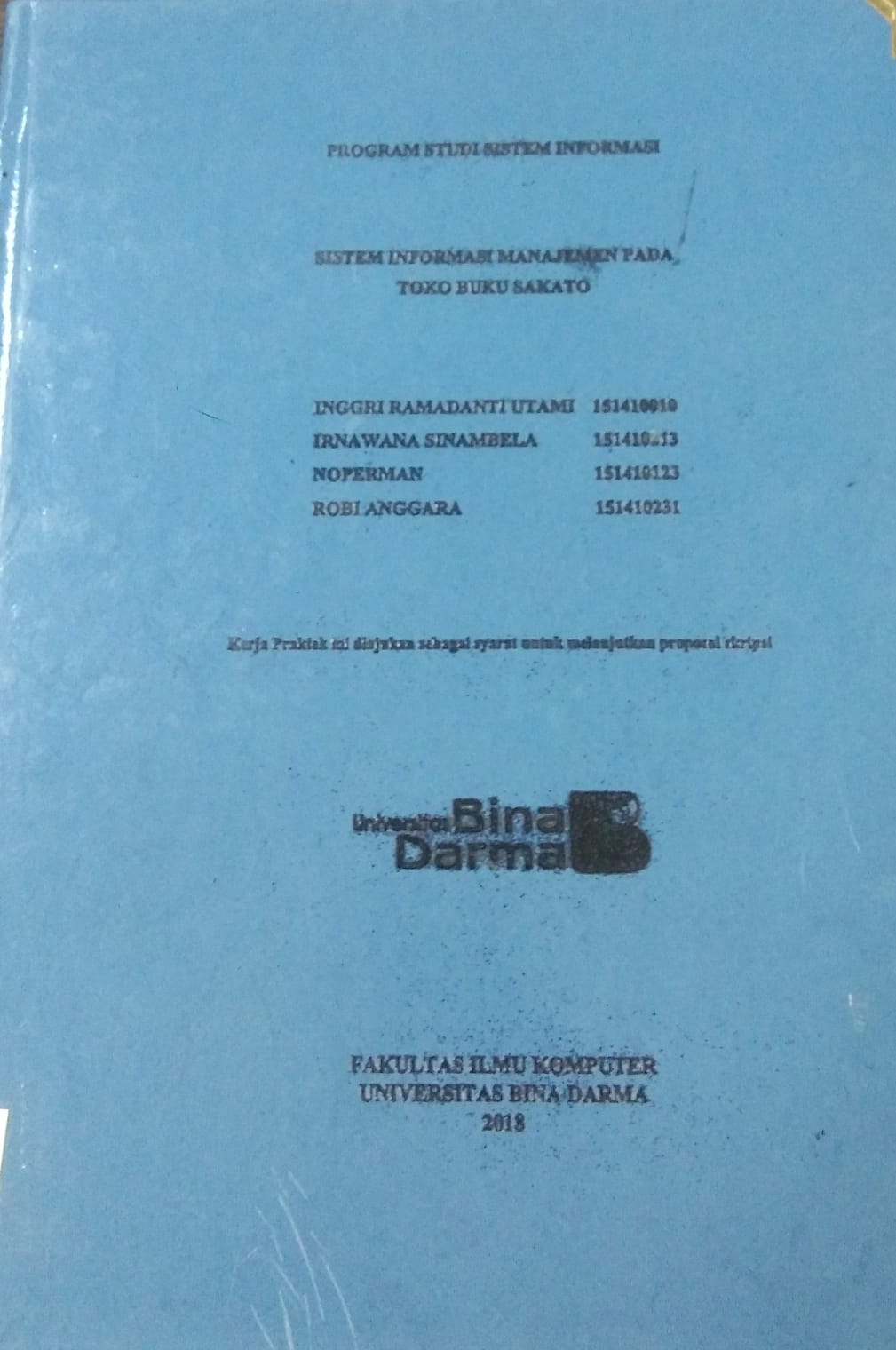 Cover SISTEM INFORMASI MANAJEMEN PADA TOKO BUKU SUKATO / inggri raamadanti utami