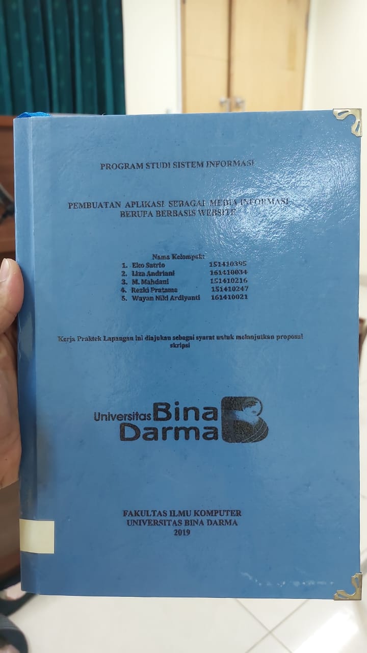 Cover PEMBUATAN APIKASI SEBAGAI MEDIA INFORMASI BERUPA BERBASIS WEBSITE / EKO SATRIO DKK
