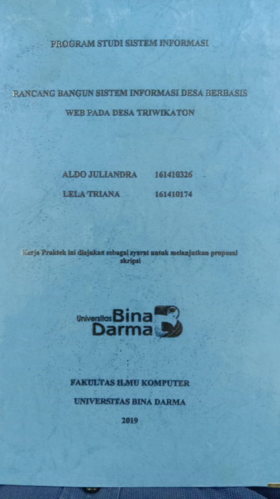 Cover RANCANG BANGUN SISTEM IFORMASI DESA BERBAASIS WEB PADA DESA TRIWIKATON / ALDO JULIANDRA, LELATRIANA