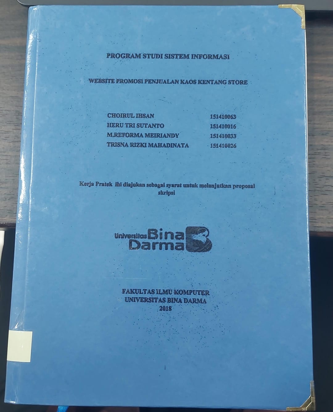 Cover WEBSITE PROMOSI PENJUALAN KAOS KENTANG STORE / CHOIRUL IHSAN, DKK
