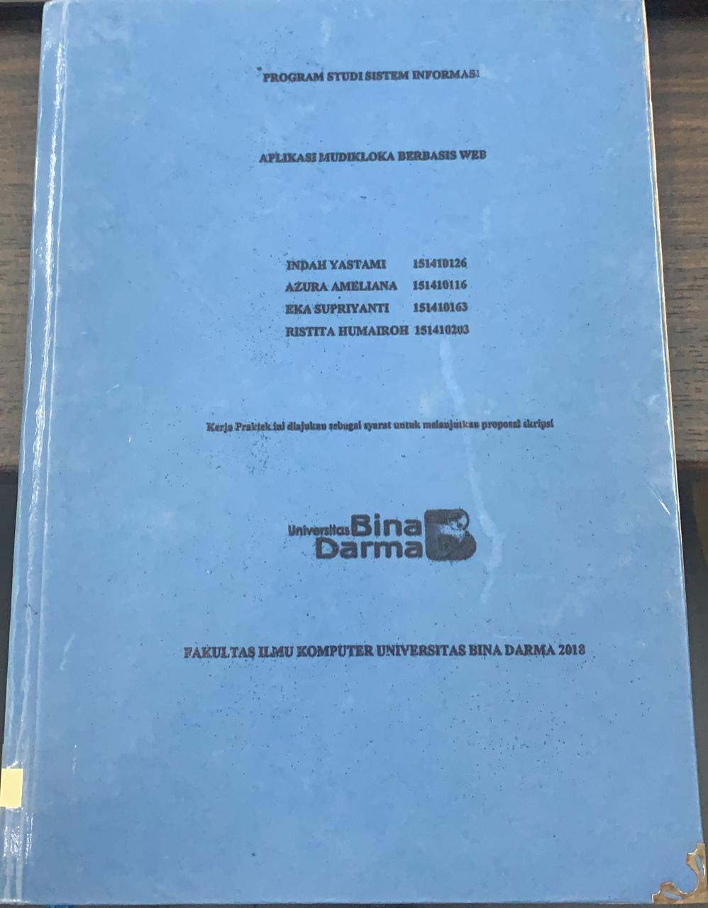 Cover APLIKASI MUDIKLOKA BERBASIS WEB / INDAH YASTAMI, DKK