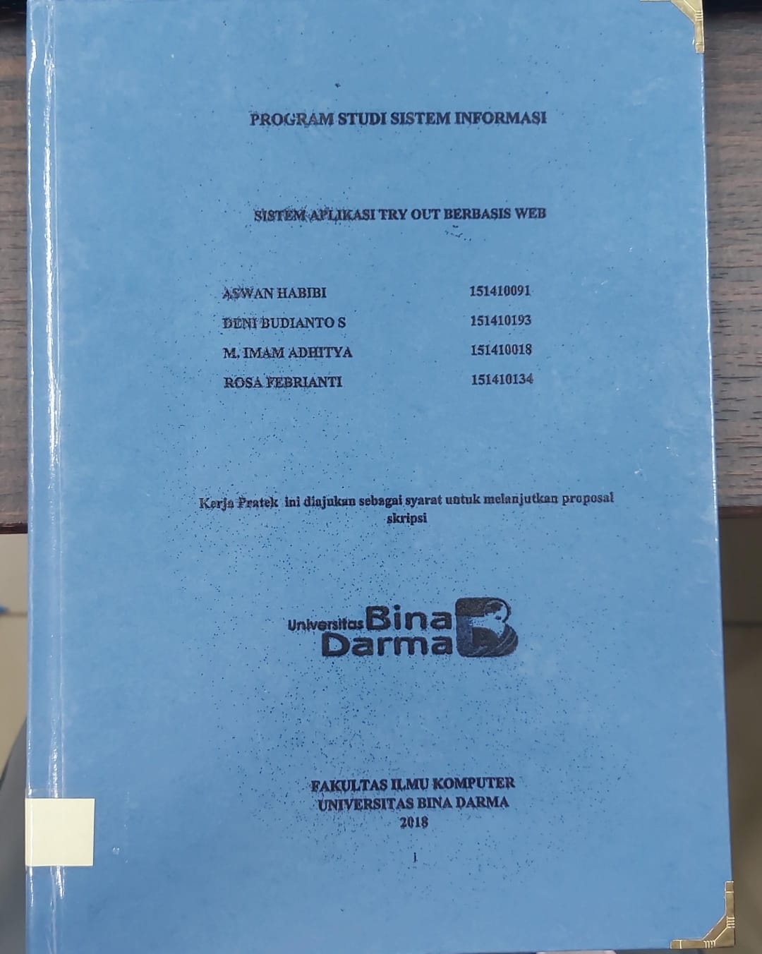 Cover SISTEM APLIKASI TRY OUT BERBASIS WEB / ASWAN HABIBI, DKK