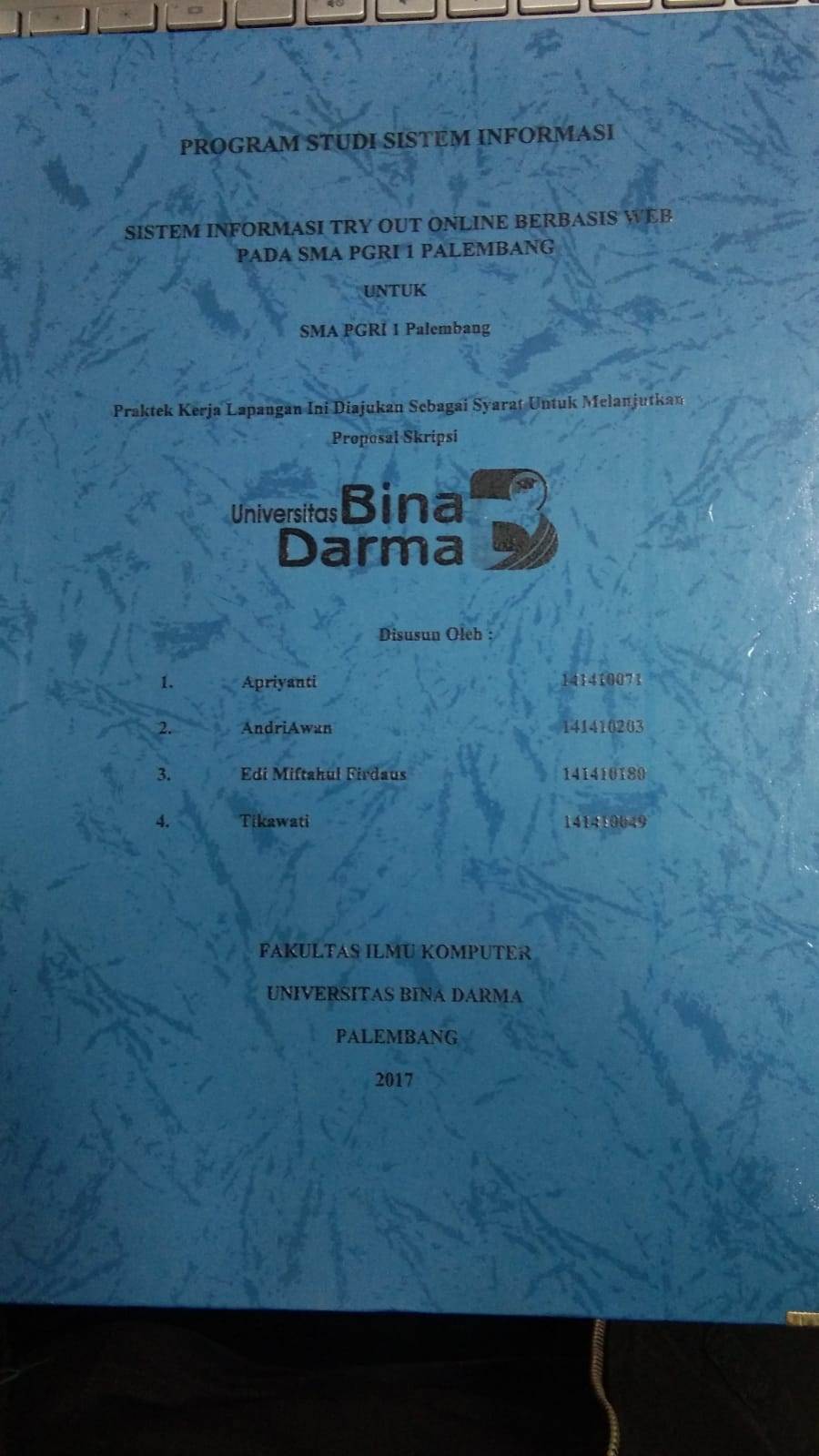 Cover SISTEM INFORMASI TRY OUT ONLINE BERBASIS WEB PADA SMA PGRI 1 PALEMBANG / APRIYANTI DKK