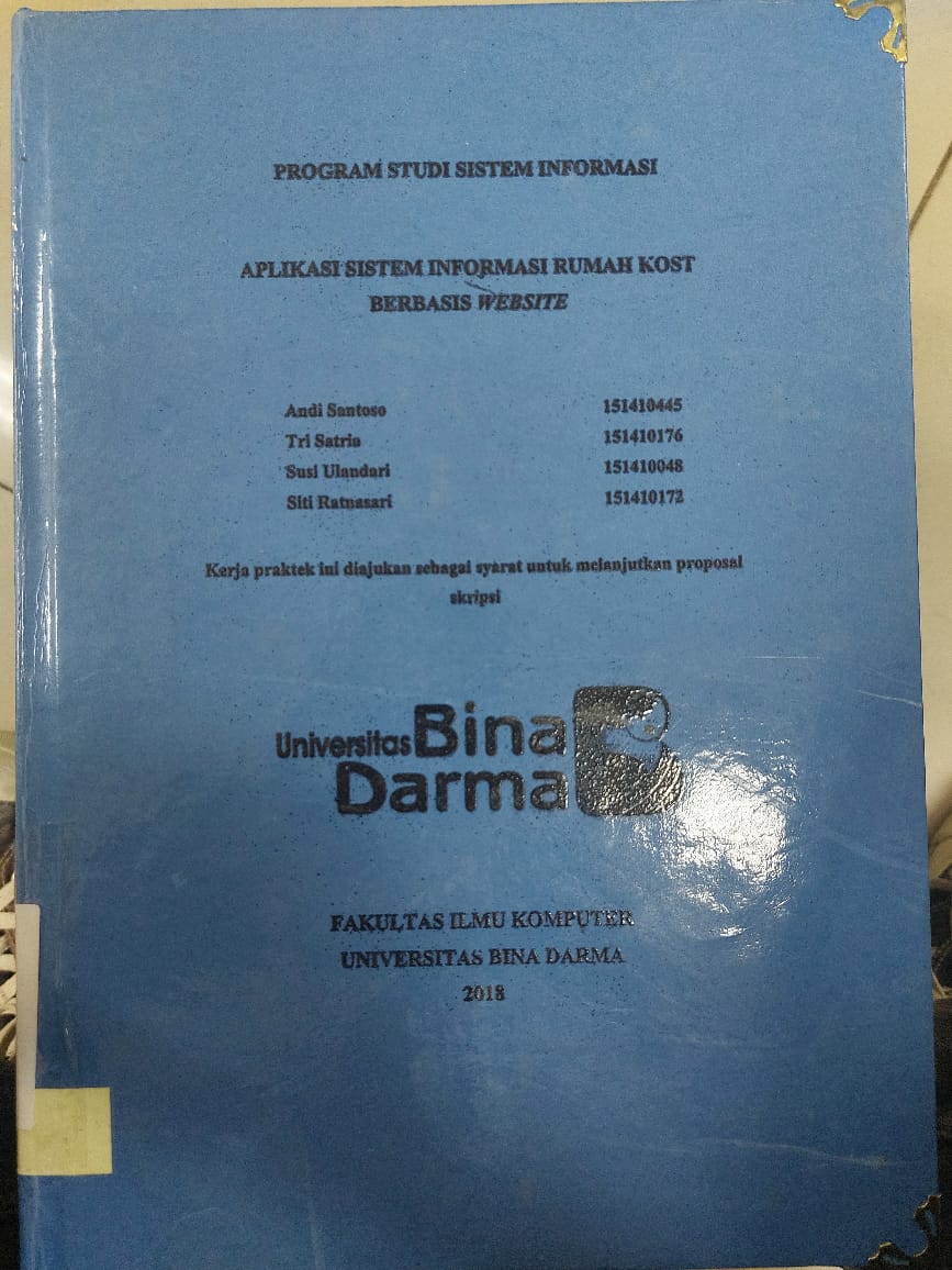 Cover APLIKASI SISTEM INFORMASI RUMAH KOST BERBASIS WEBSITE / ANDI SANTOSO