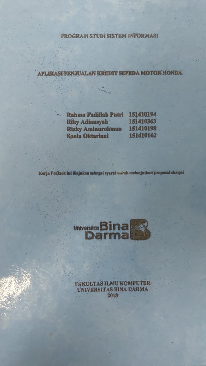 Cover APLIKASI PENJUALAN KREDIT SEPEDA MOTOR HONDA / RAHMA FADILLAH PUTRI, DKK