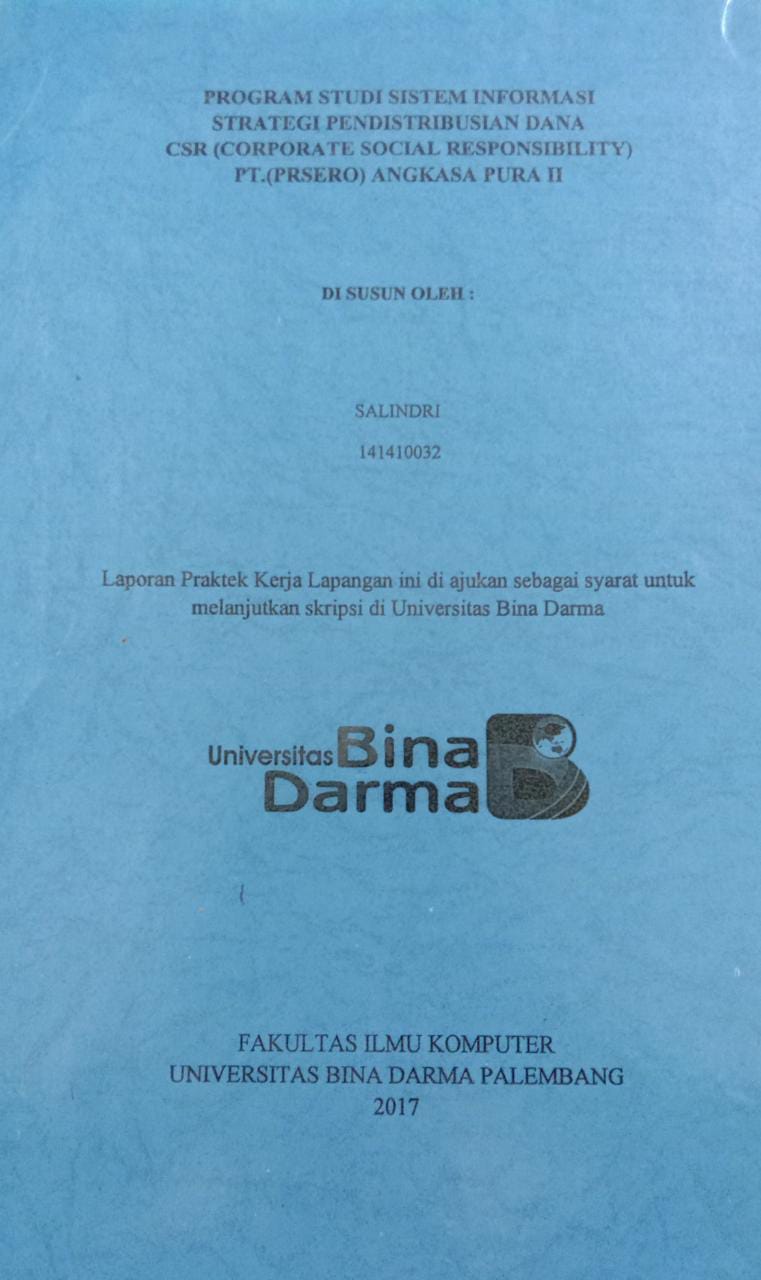 Cover STRATEGI PENDISTRIBUSIAN DANA CSR(CORPORATE SOCIAL RESPONSIBILITY) PT.(PERSERO) ANGKASA PUTRA II / SALINDRI