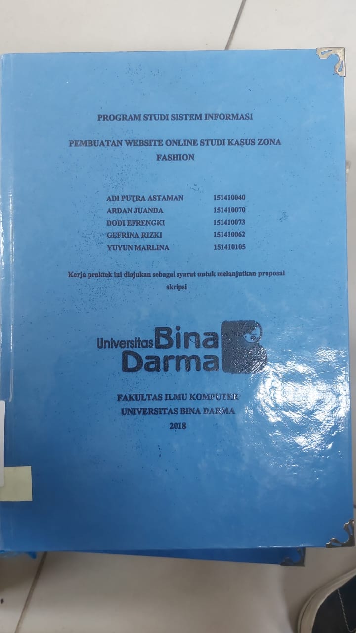 Cover PEMBUATAN WEBSITE ONLINE STUDI KASUS ZONA FASHION / ADI PUTRA ASTAMAN, DKK