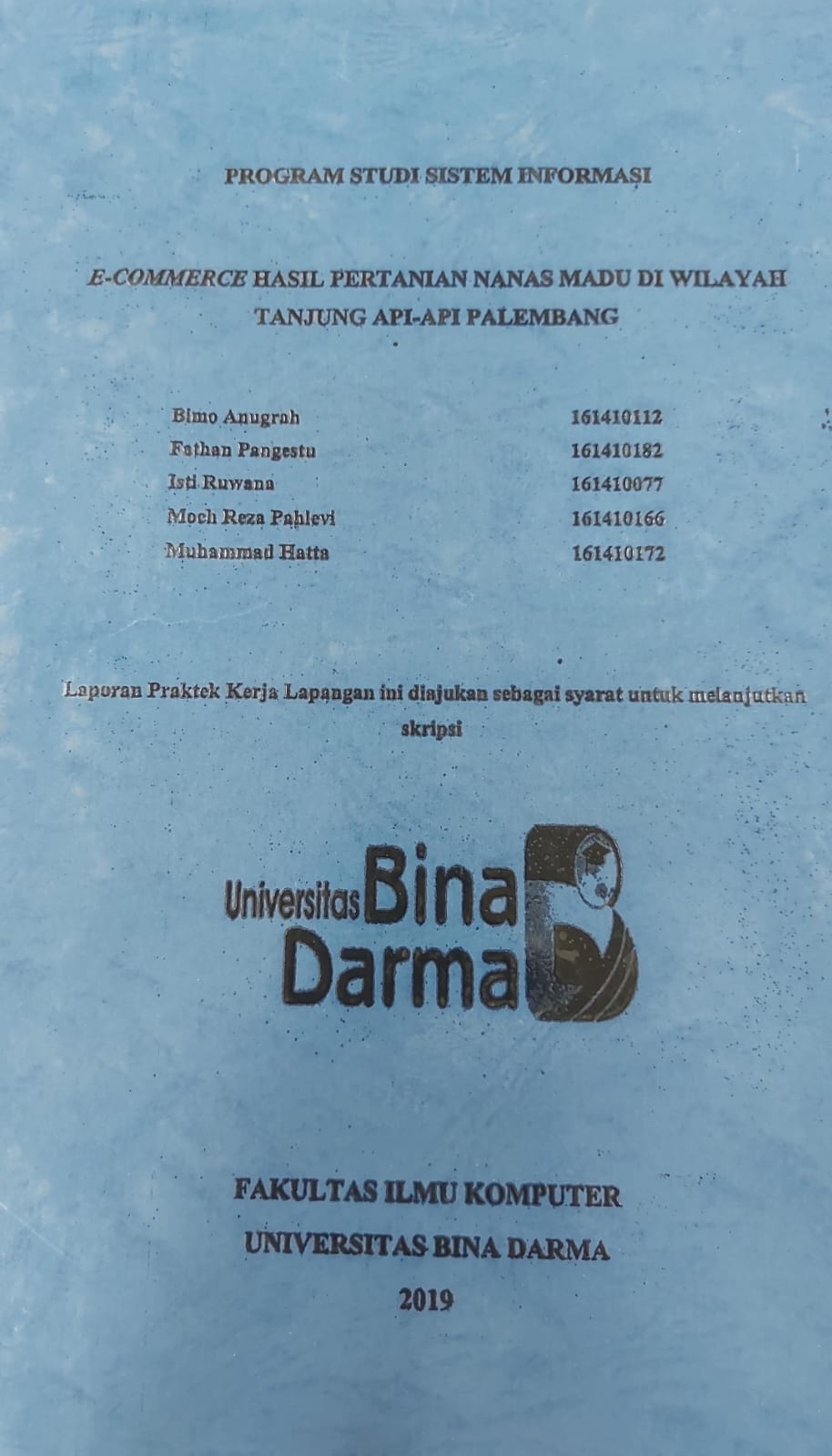 Cover E-COMMERCE HASIL PERTANIAN NANAS MADU DI WILAYAH TANJUNG API-API PALEMBANG / BIMO ANUGRAH, DKK