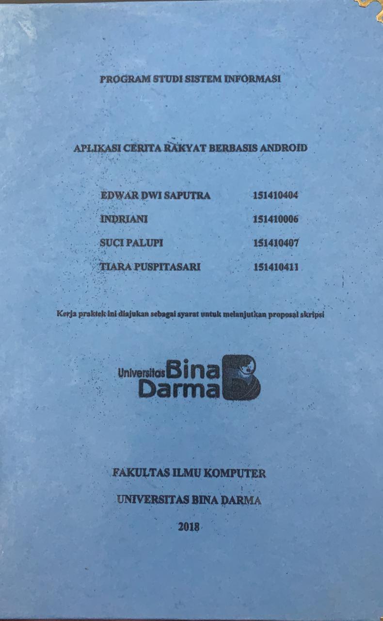 Cover APLIKASI CERITA RAKYAT BERBASIS ANDROID / EDWAR DWI SAPUTRA, DKK