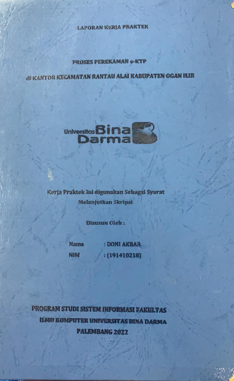Cover PROSES PEREKAMAN E-KTP DI KANTOR KECAMATAN PULAU ALAI KABUPATEN OGAN ILIR / DONI AKBAR