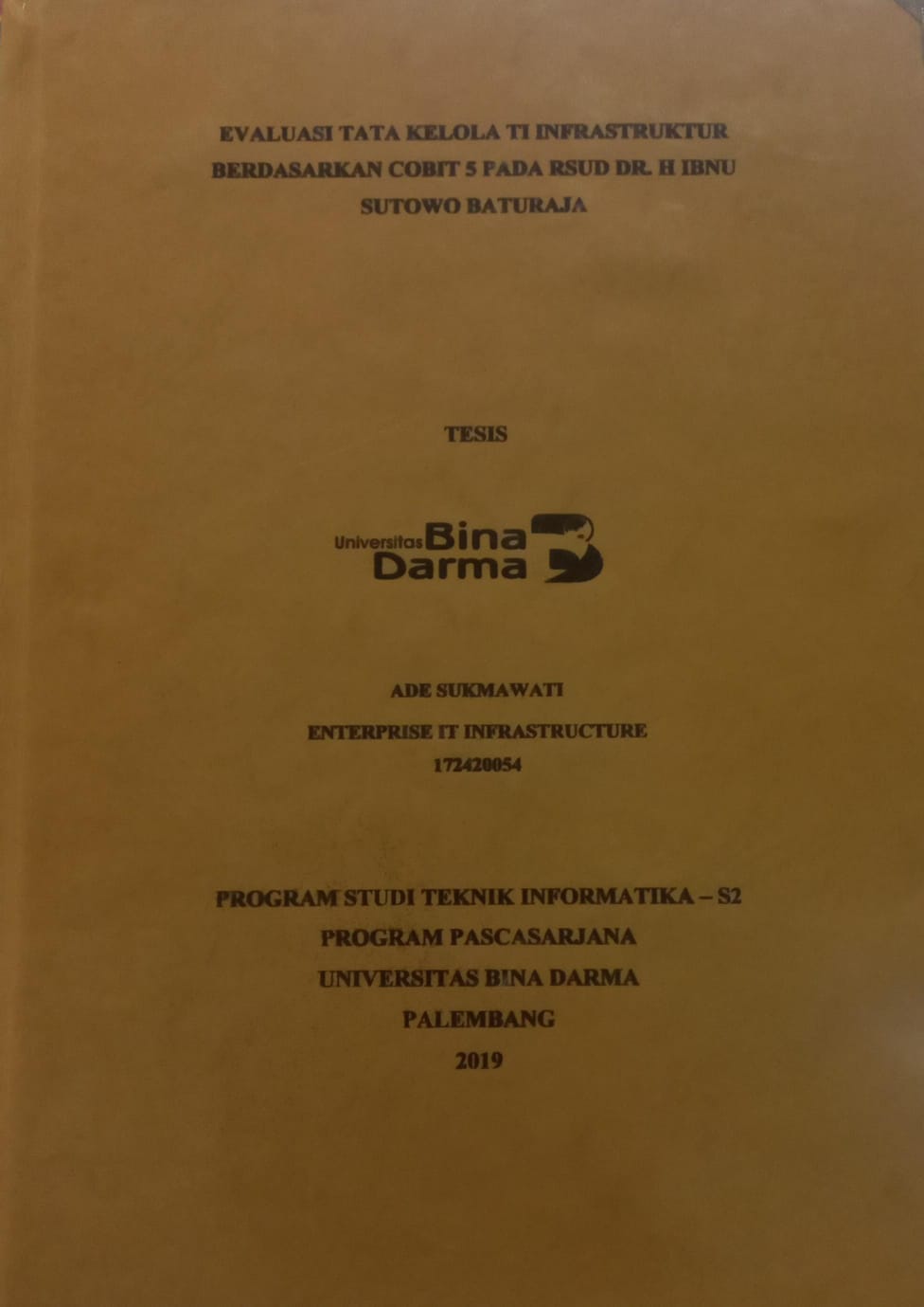 Cover EVALUASI TATA KELOLA TI INFRASTRUKTUR BERDASARKAN COBIT 5 PADA RSUD DR.H IBNU SUTOWO BATURAJA / ADE SUKMAWATI