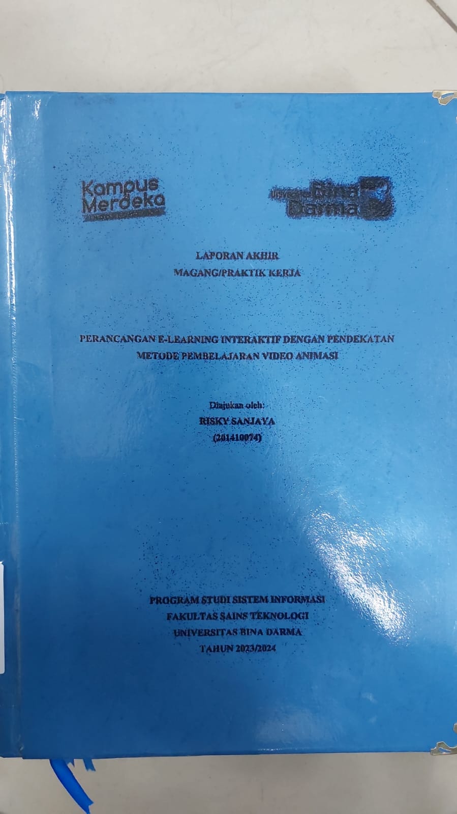 Cover PERANCANGAN E-LEARNING INTERAKTIF DENGAN PENDEKATAN METODE PEMBELAJARAN VIDIO ANIMASI / RISKY SANJAYA