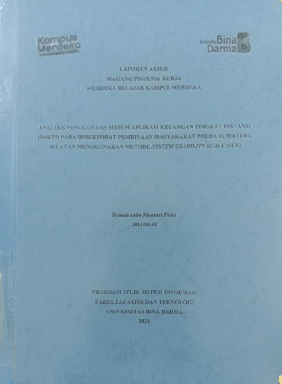 Cover ANALISIS PENGGUNAAN SISTEM APLIKASI KEUANGAN TINGKAT INSTANSI () / DESMIRANDA MENTARI PUTRI