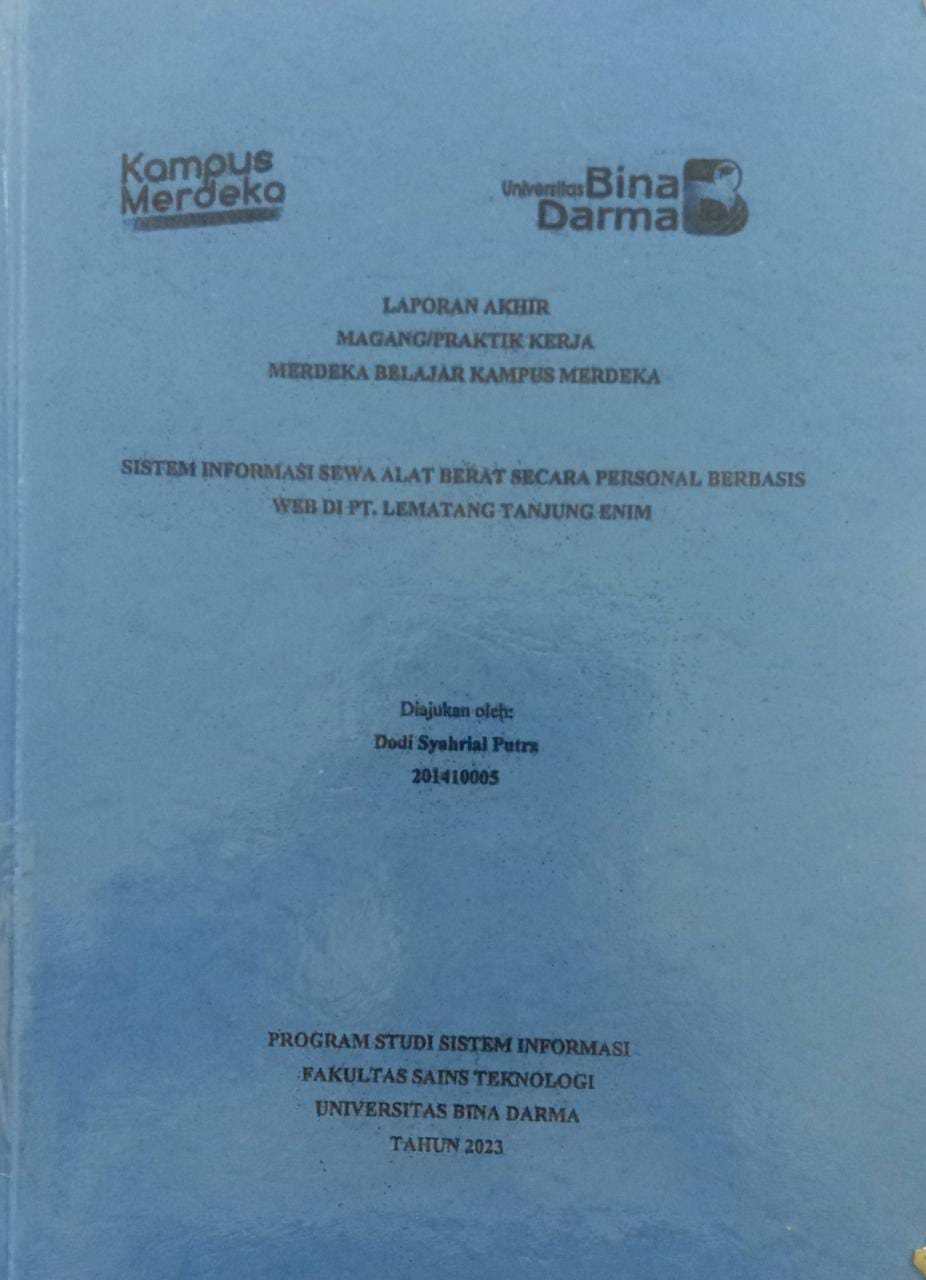 Cover SISTEM INFORMASI SISWA ALAT BERAT SECARA PERSONAL BERBASIS WEB DI PT.LEMATANG TANJUNG ENIM / DODI SYAHRIAL PUTRA