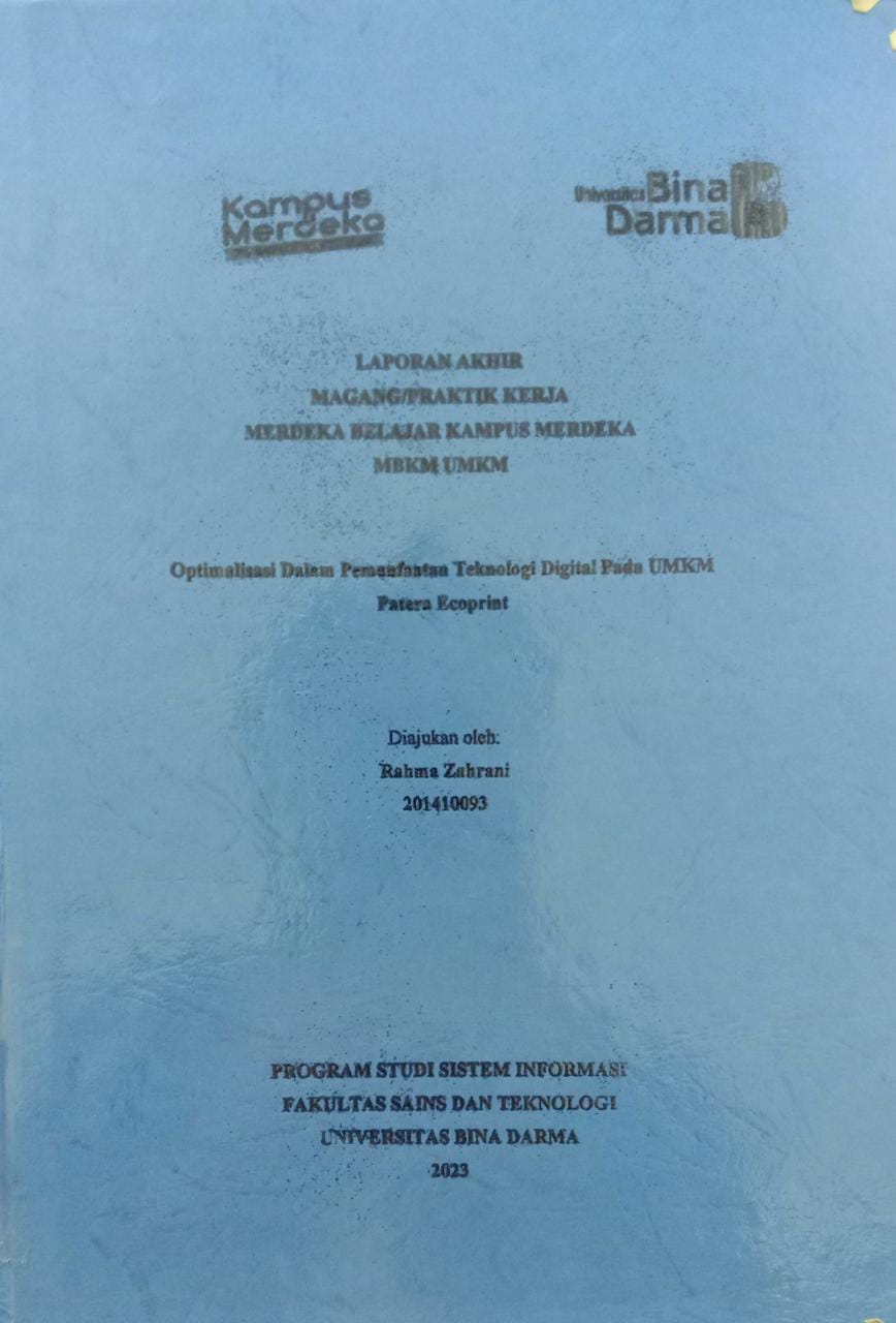 Cover OPTIMALISASI DALAM PEMANFAATAN TEKNOLOGI DIGITAL PADA UMKM PATERA ECOPRINT / RAHMA ZAHRANI