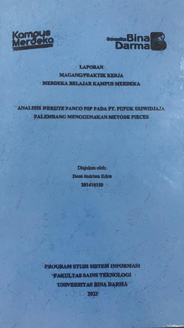 Cover ANALISIS WEBSITE PANCO PSP PADA PT.PUPUK SRIWIDJAJA PALEMBANG MENGGUNAKAN METODE PIECES / DONI INDRIANI EDRO