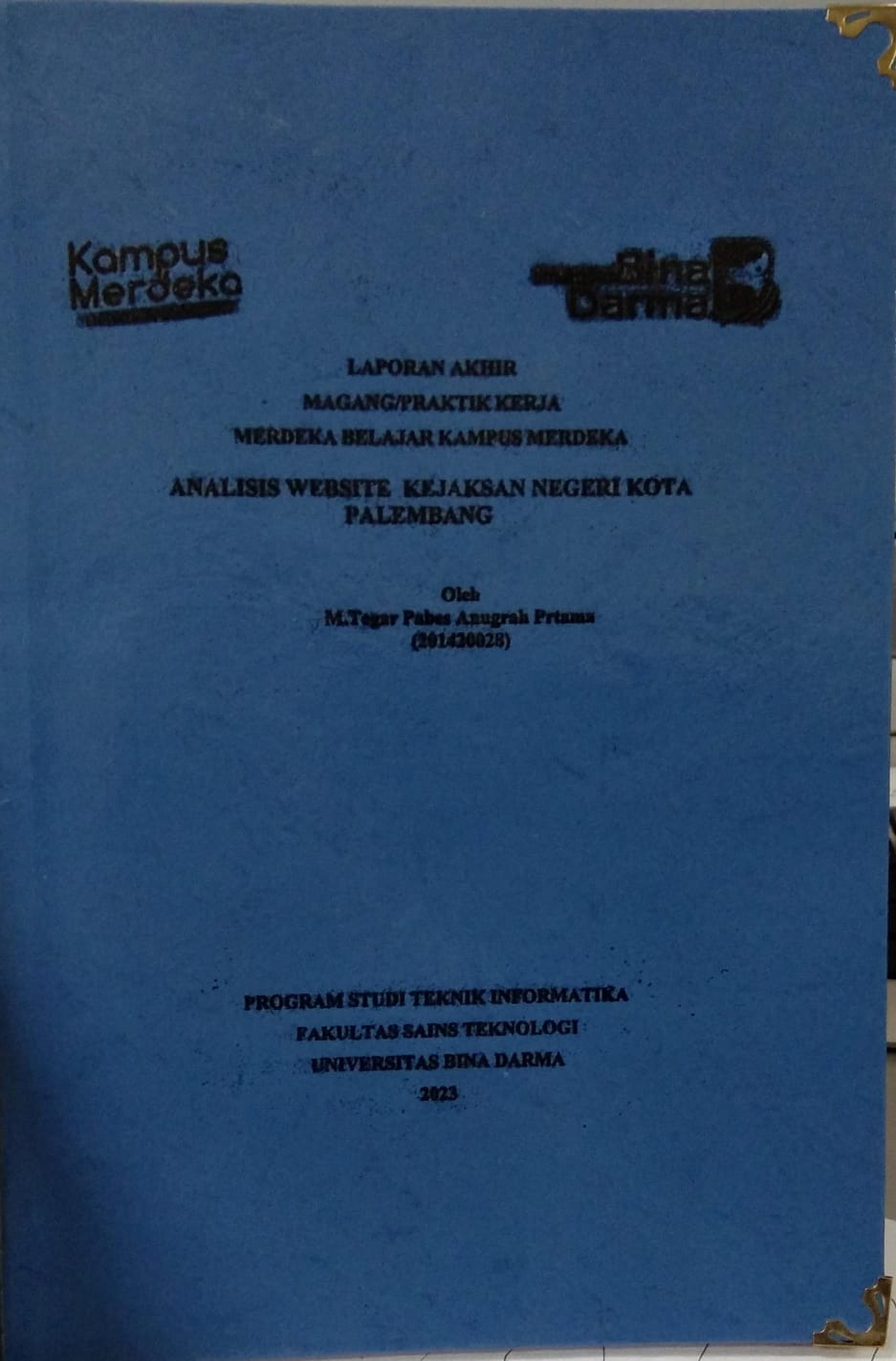 Cover ANALISIS  WEBSITE KEJAKSAAN NEGERI KOTA PALEMBANG / M. Tegar Pabes Anugrah Prtama