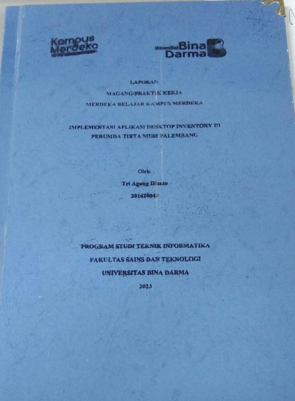 Cover IMPLEMENTASI APLIKASI DESKTOP INVENTORY DI PERUMDA TIRTA MUSI PALEMBANG / Tri Agung Dianto