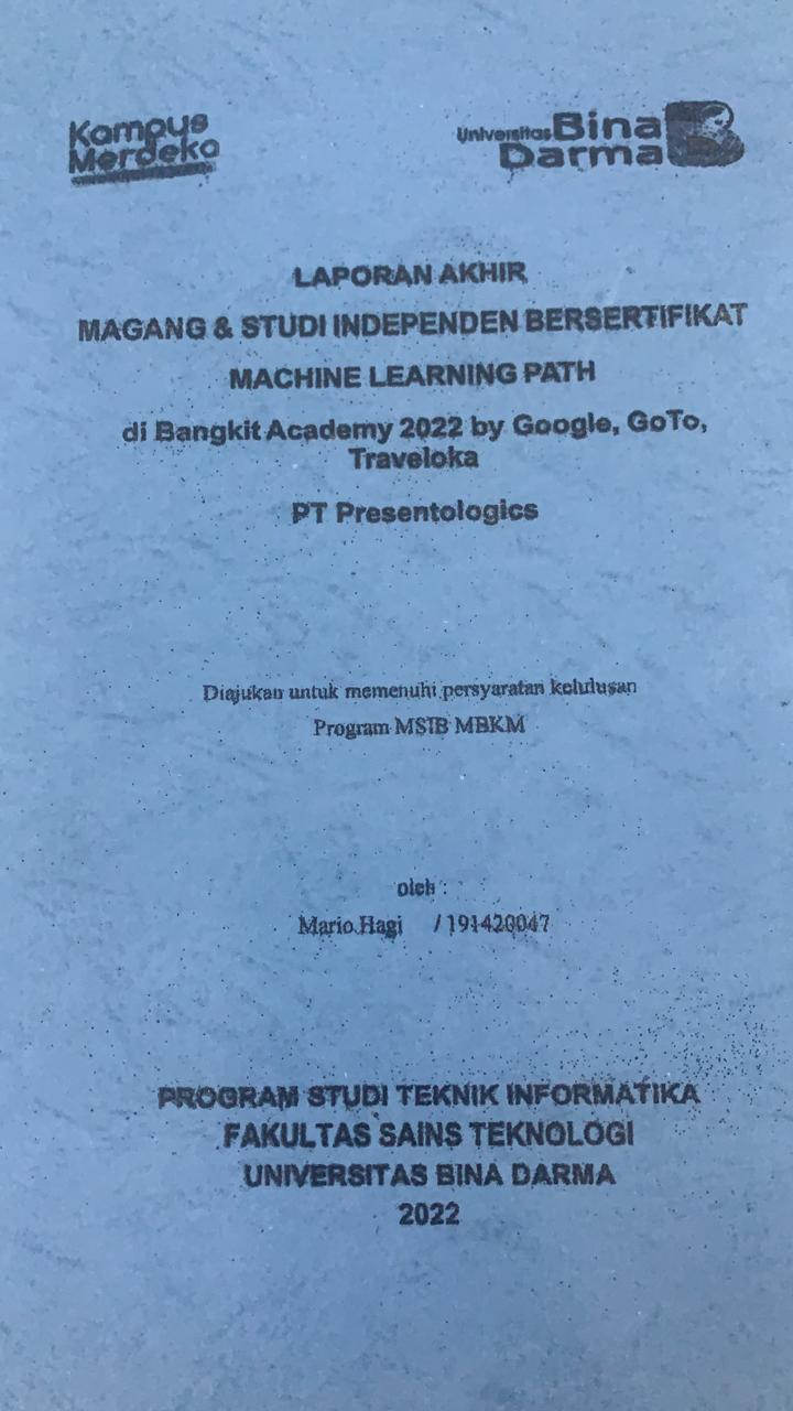 Cover MACHINE LEARNING PART DI BANGKIT ACADEMY 2022 BY GOOGLE, GOTO TRAVELOKA PT PRESENTOLOGICS / MARIO HAGI