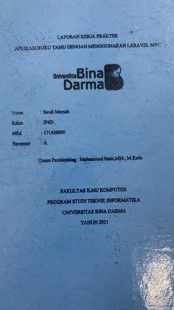 Cover APLIKASI BUKU TAMU DENGAN MENGGUNAKAN LARAVEL MVC / SANDI MERSAH