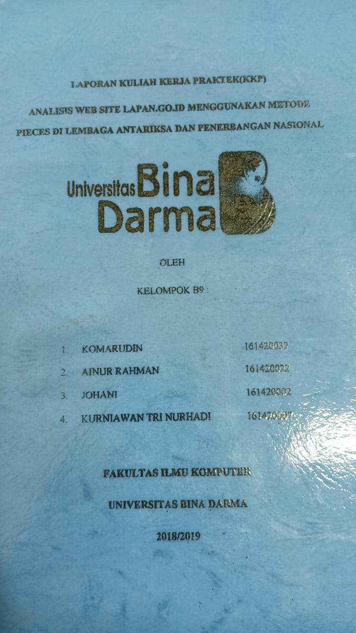 Cover ANALISIS WEB SITE LAPAN.GO.ID MENGGUNAKAN METODE PIECES DI LEMBANG ANTARIKSA DAN PENERBANGAN NASIONAL / KOMARUDIN, DKK