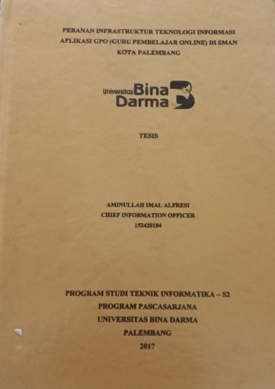 Cover PERANAN INFRASTRUKTUR TEKNOLOGI INFORMASI APLIKASI GPO (GURU PEMBELAJAR ONLINE) DI SMAN KOTA PALEMBANG / AMINULLAH IMAL ALFRESI