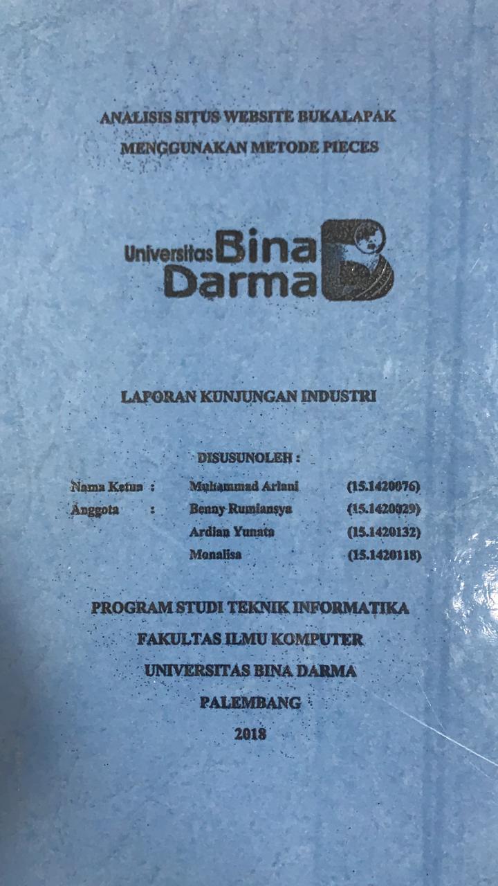 Cover ANALISIS SITUS WEBSITTE BUKALAPAK MENGGUNAKAN METODE PIECES / MUHAMMAD ARIANI, DKK