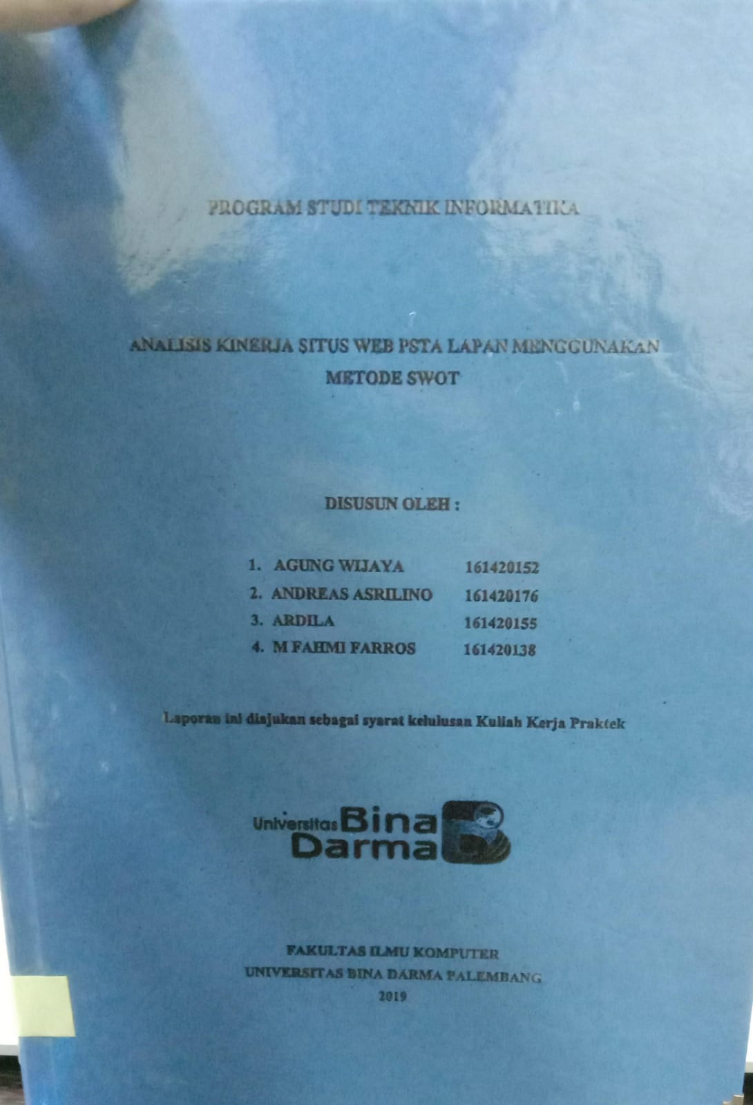 Cover ANALISIS KINERJA WEBSITE PSTA LAPAN MENGGUNAKAN METODE SWOT / AGUNG WIJAYA, ANDREAS ASRILINO,dkk