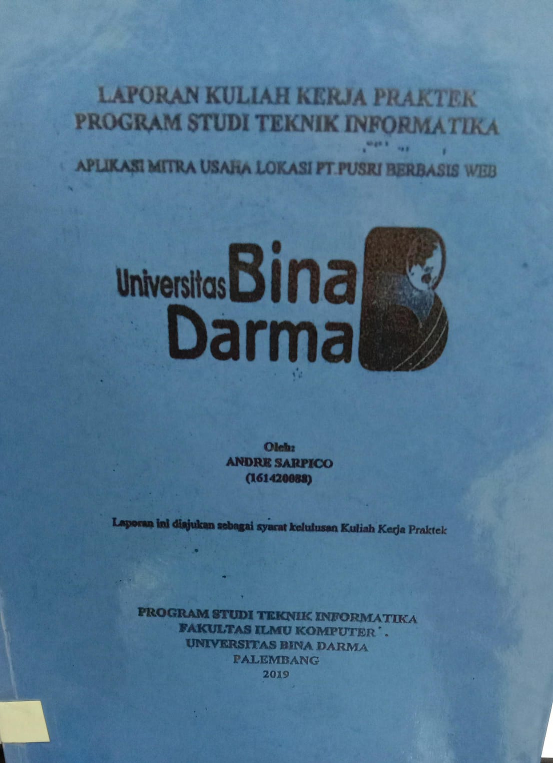 Cover APLIKASI MITRA USAHA LOKASI PT.PUSRI BERBASIS WEB / ANDRE SARPICO