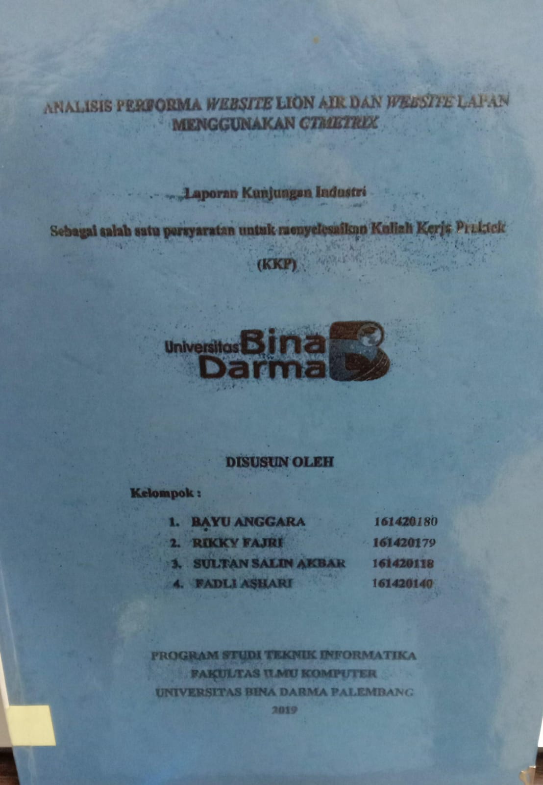 Cover ANALISIS PERFORMA WEBSITE LION AIR DAN WEBSITE LAPAN MENGGUNAKAN CTMETRIX / BAYU ANGGARA, RIKKY FAJRI, dkk