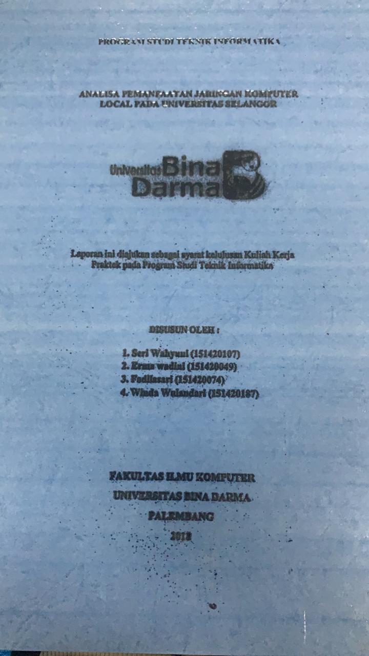 Cover ANALISA PEMANFAATAN JARINGAN KOMPUTER LOCAL PADA UNIVERSITAS SELANGOR / SARI WAHYUNI, DKK