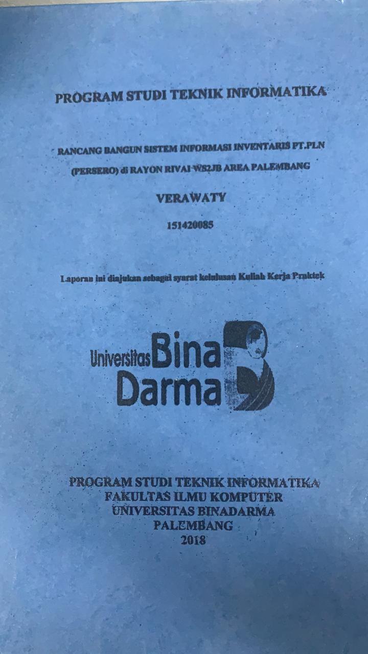 Cover RANCANG BANGUN SISTEM INFORMASI INVENTARIS PT.PLN (PERSERO) DI RAYON RIVAI WS2JB AREA PALEMBANG / VERA WATY