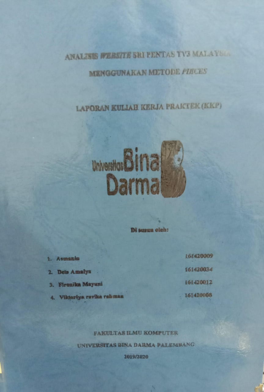 Cover ANALISIS WEBSITE SRI PENTAS TV3 MALAYSIA MENGGUNAKAN METODE PIECES / ASMANIA, DELA AMALYA,dkk