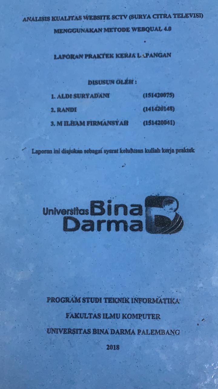 Cover ANALISIS KUALITAS WEBSITE SCTV (SURYA CITRA TELEVISI) MENGGUNAKAN METODE WEBQUAL 4.0 / ALDI SURYANDI, DKK