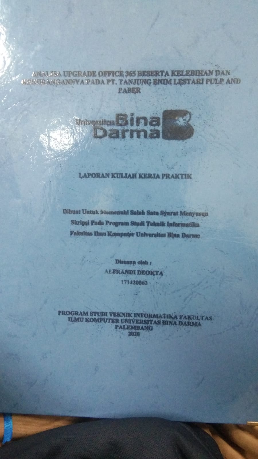Cover ANALISA UPGRADE OFFICE 365 BESERTA KELEBIHAN DAN KEKURANGANNYA PADA PT. TANJUNG ENIM LESTARI PULP DAN PAPER / ALFRANDI DEOKTA